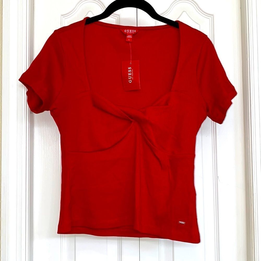 Guess WOMEN KADA SHORT-SLEEVE TOP RED